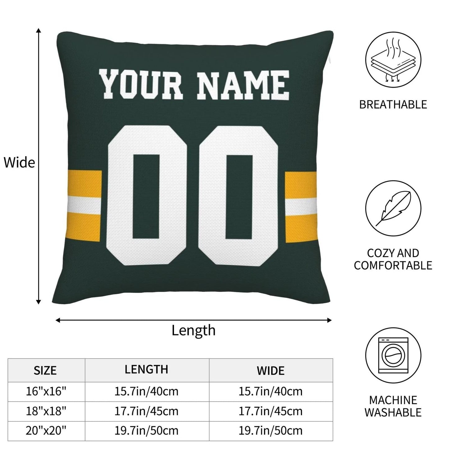 Custom Green Bay PackersPackers Pillow Decorative Throw Pillow Case - Print Personalized Football Team Fans Name & Number Birthday Gift Football Pillows