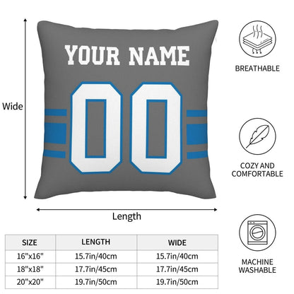 Custom Detroit Lions Pillow Decorative Throw Pillow Case - Print Personalized Football Team Fans Name & Number Birthday Gift Football Pillows