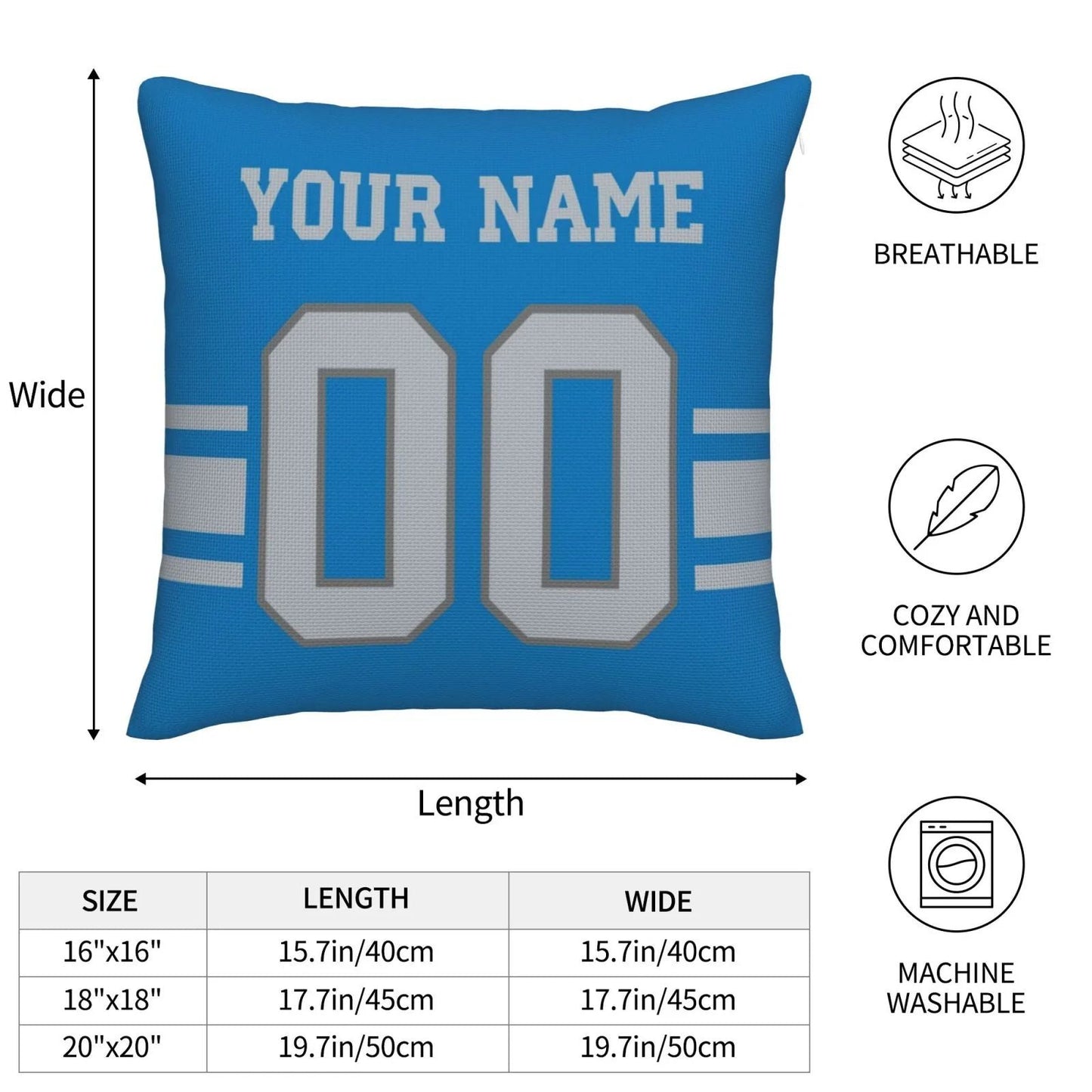 Custom Detroit Lions Pillow Decorative Throw Pillow Case - Print Personalized Football Team Fans Name & Number Birthday Gift Football Pillows