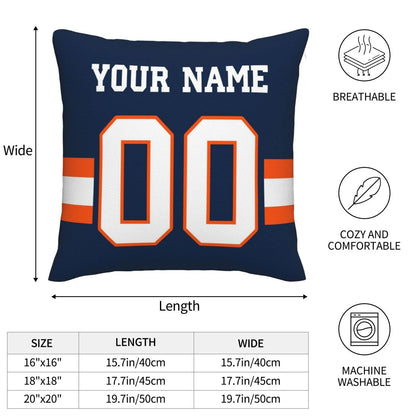 Custom Denver Broncos Pillow Decorative Throw Pillow Case - Print Personalized Football Team Fans Name & Number Birthday Gift Football Pillows