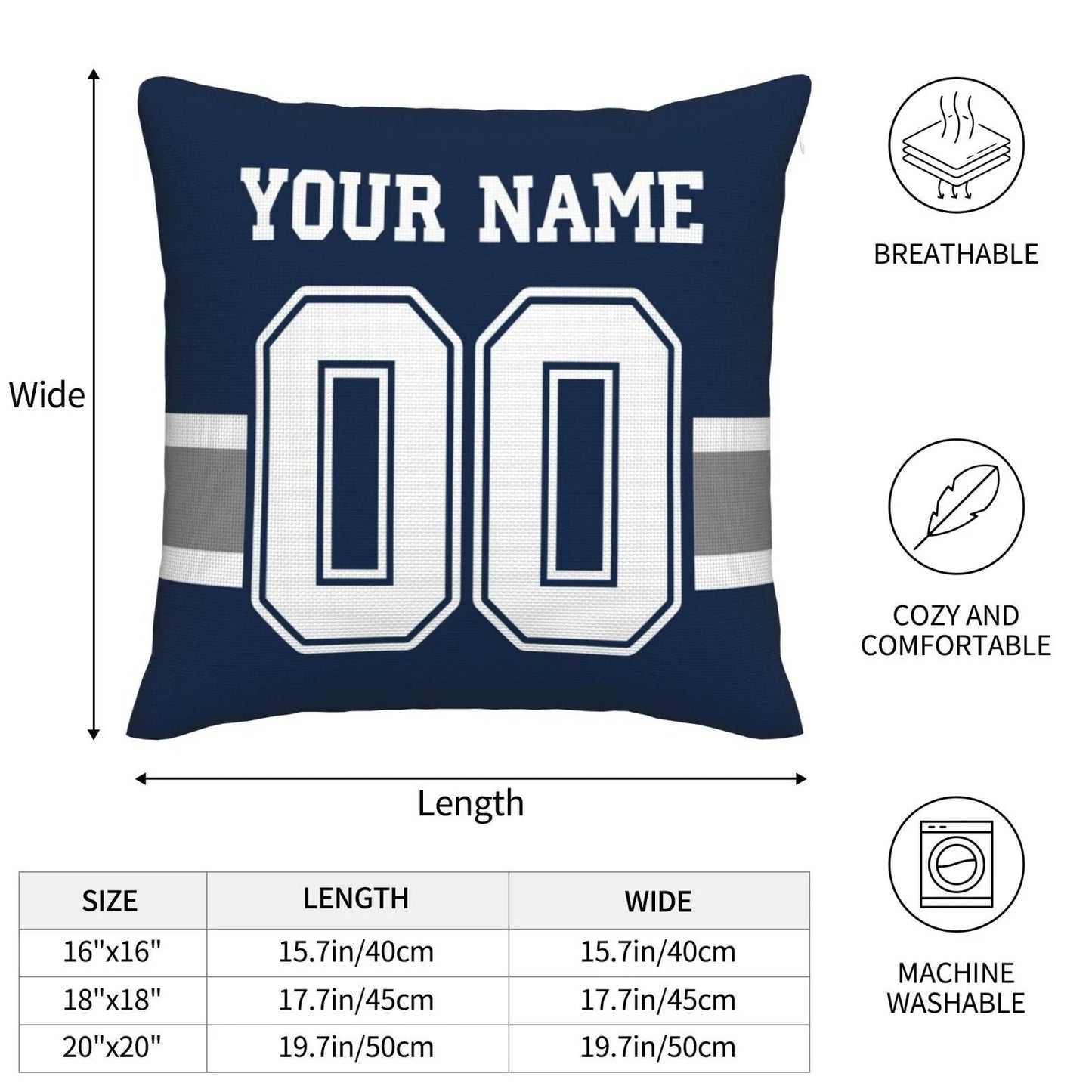 Custom Dallas Cowboys Pillow Decorative Throw Pillow Case - Print Personalized Football Team Fans Name & Number Birthday Gift Football Pillows