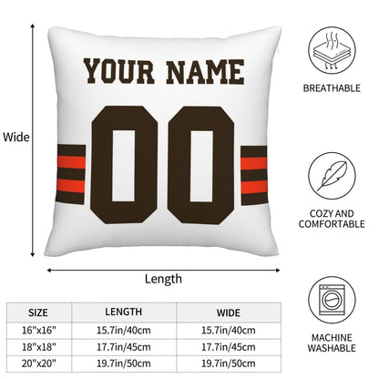 Custom C.Browns Pillow Decorative Throw Pillow Case - Print Personalized Football Team Fans Name & Number Birthday Gift Football Pillows