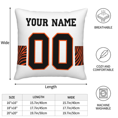 Custom Cincinnati Bengals Pillow Decorative Throw Pillow Case - Print Personalized Football Team Fans Name & Number Birthday Gift Football Pillows