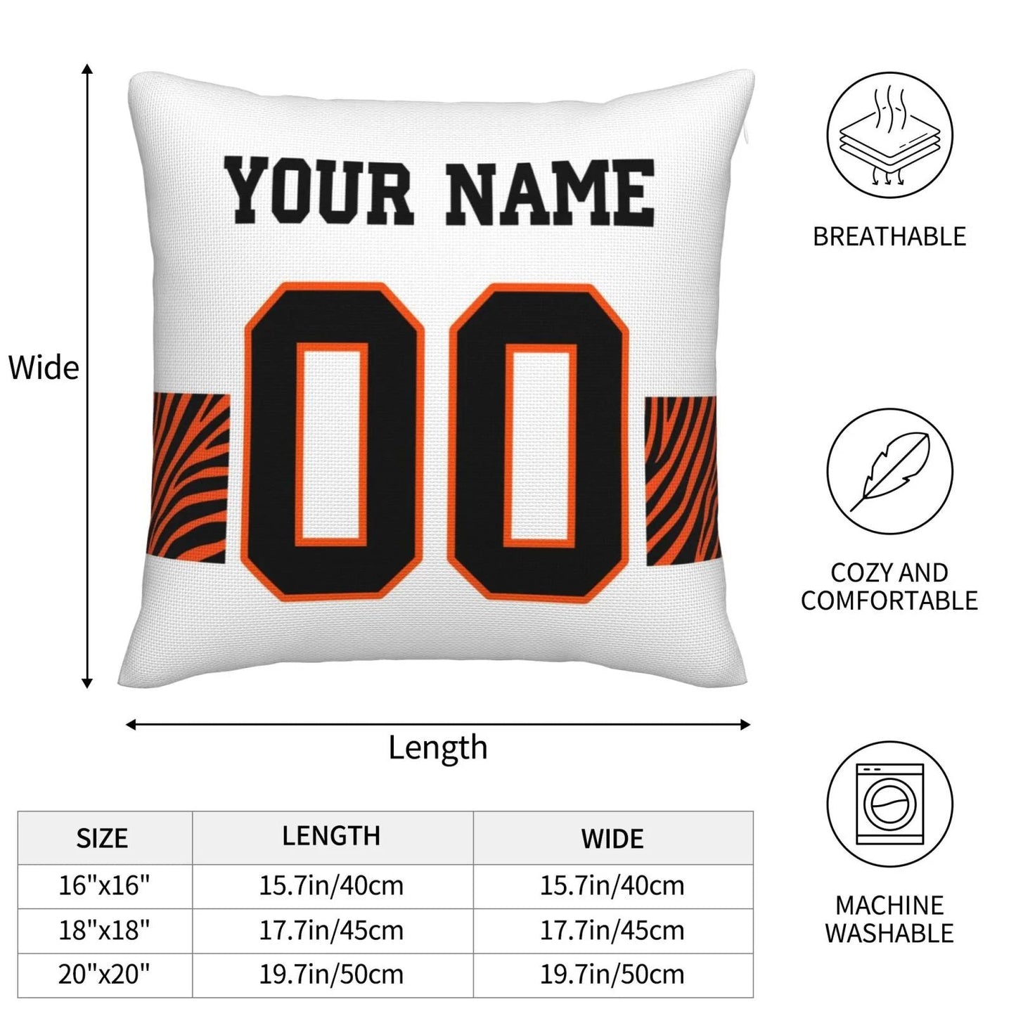 Custom Cincinnati Bengals Pillow Decorative Throw Pillow Case - Print Personalized Football Team Fans Name & Number Birthday Gift Football Pillows