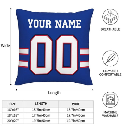 Custom Buffalo  Bills Pillow Royal Football Team Decorative Throw Pillow Case Print Personalized Football Style Fans Letters & Number Birthday Gift Football Pillows