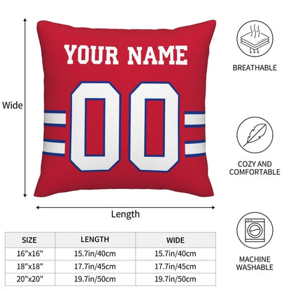 Custom Buffalo  Bills Pillow Royal Football Team Decorative Throw Pillow Case Print Personalized Football Style Fans Letters & Number Birthday Gift Football Pillows