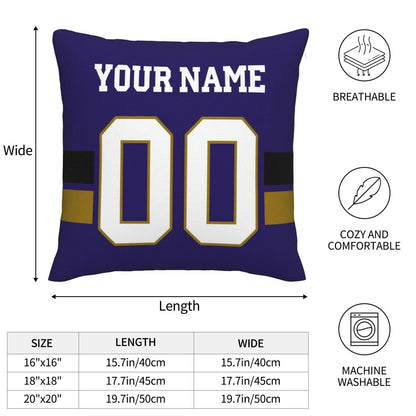 Custom Baltimore Ravens Pillow Purple Football Team Decorative Throw Pillow Case Print Personalized Football Style Fans Letters & Number Birthday Gift Football Pillows