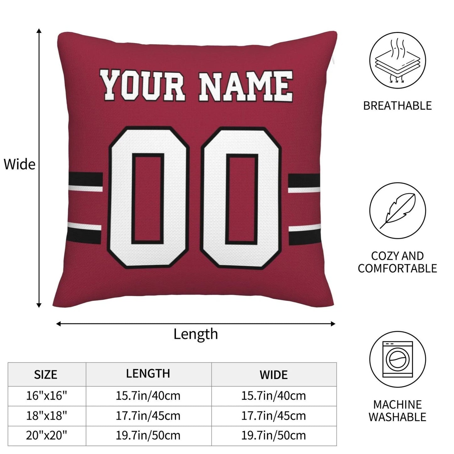 Custom Arizona Cardinals Pillow Decorative Throw Pillow Case - Print Personalized Football Team Fans Name & Number Birthday Gift Football Pillows