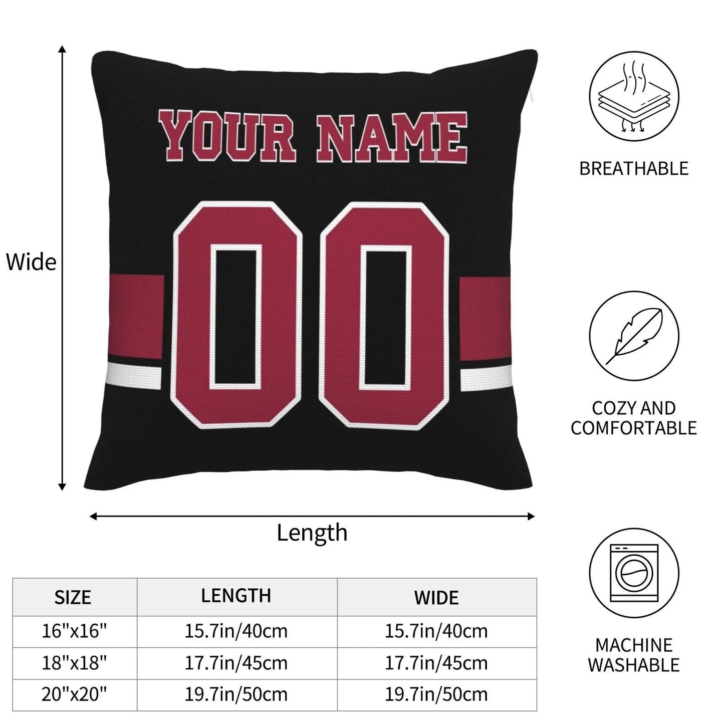 Custom Arizona Cardinals Pillow Decorative Throw Pillow Case - Print Personalized Football Team Fans Name & Number Birthday Gift Football Pillows