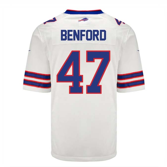 Buffalo  Bills #47 Christian Benford Game Jersey - White Stitched American Football Jerseys