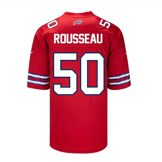 Buffalo  Bills #50 Greg Rousseau Game Jersey - Red Stitched American Football Jerseys