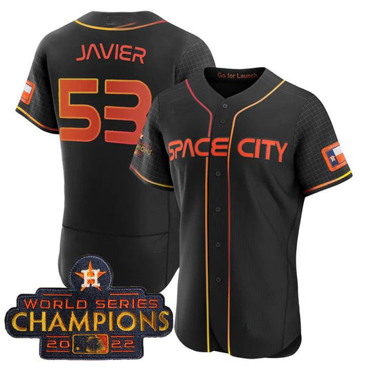 #53 Cristian Javier Houston Astros BLACK 2023 SPACE CITY CHAMPIONS FLEX JERSEY ¨C ALL STITCHED Baseball Jerseys