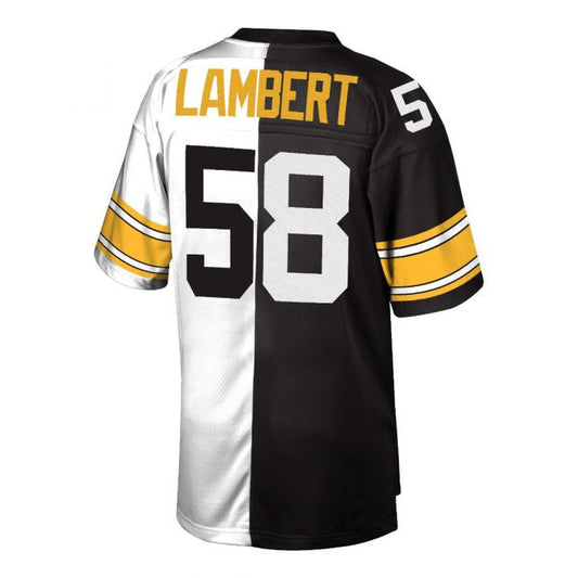 Pittsburgh Steelers #58 Jack Lambert White/Black Mitchell & Ness Replica Limited Split Stitched American Football Jerseys