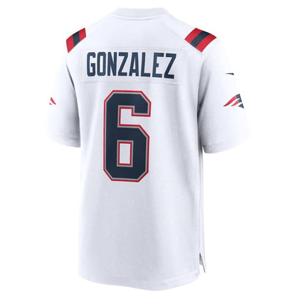 New England Patriots #6 Christian Gonzalez White Game Player Jersey Stitched American Football Jerseys