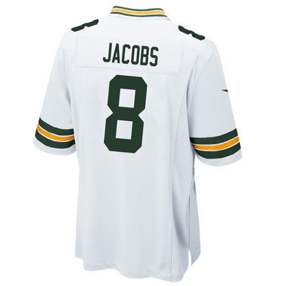 Green Bay PackersPackers #8 Josh Jacobs White Game Jersey Stitched American Football Jerseys