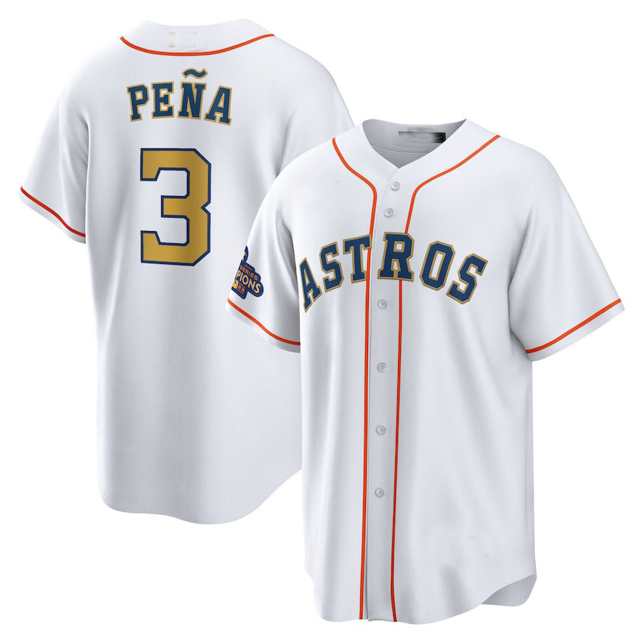 #3 Jeremy Pena Houston Astros 2023 gold collection replica-player Jerseys White Stitches Baseball Jerseys