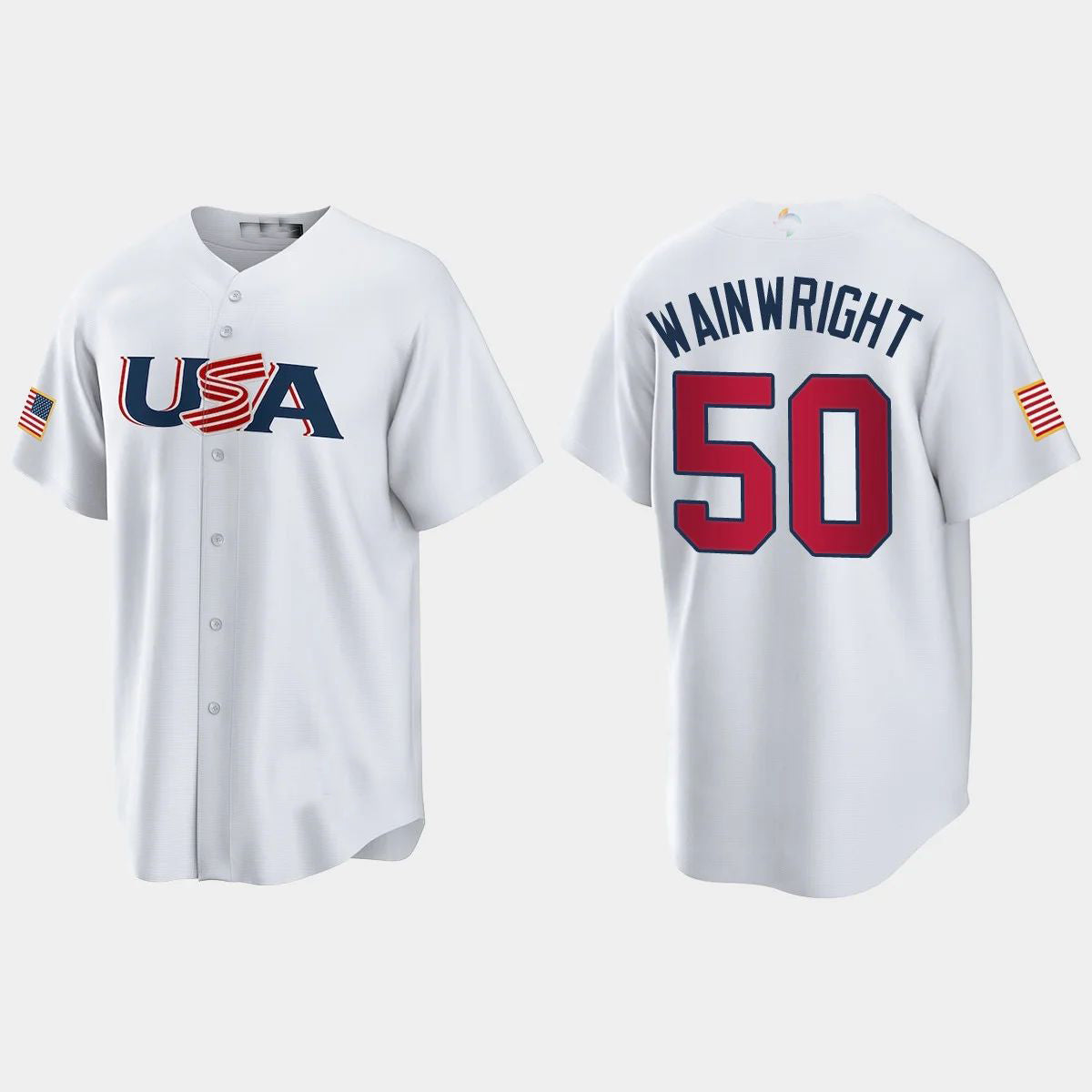 ADAM WAINWRIGHT ST. LOUIS CARDINALS 2023 WORLD BASEBALL CLASSIC USA REPLICA JERSEY ¨C WHITE Stitches Baseball Jerseys