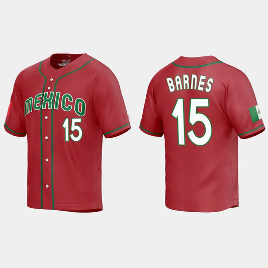 #15 AUSTIN BARNES MEXICO BASEBALL 2023 WORLD BASEBALL CLASSIC REPLICA JERSEY ¨C RED Stitches Baseball Jerseys