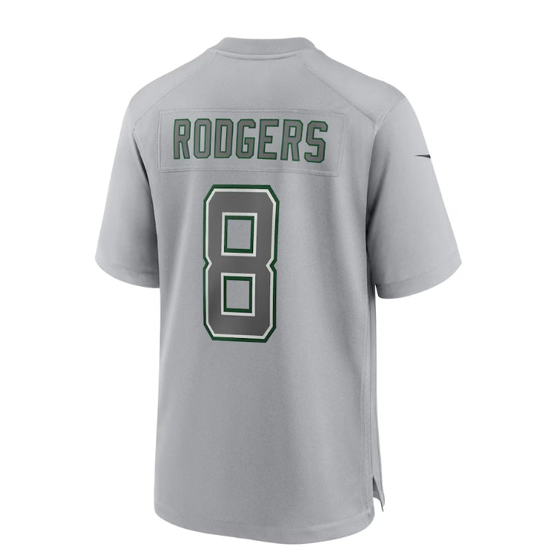 New York Jets #8 Aaron Rodgers Atmosphere Fashion Game Jersey - Heather Gray Stitched American Football Jerseys