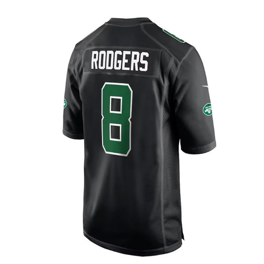 New York Jets #8 Aaron Rodgers Fashion Game Jersey - Black Stitched American Football Jerseys