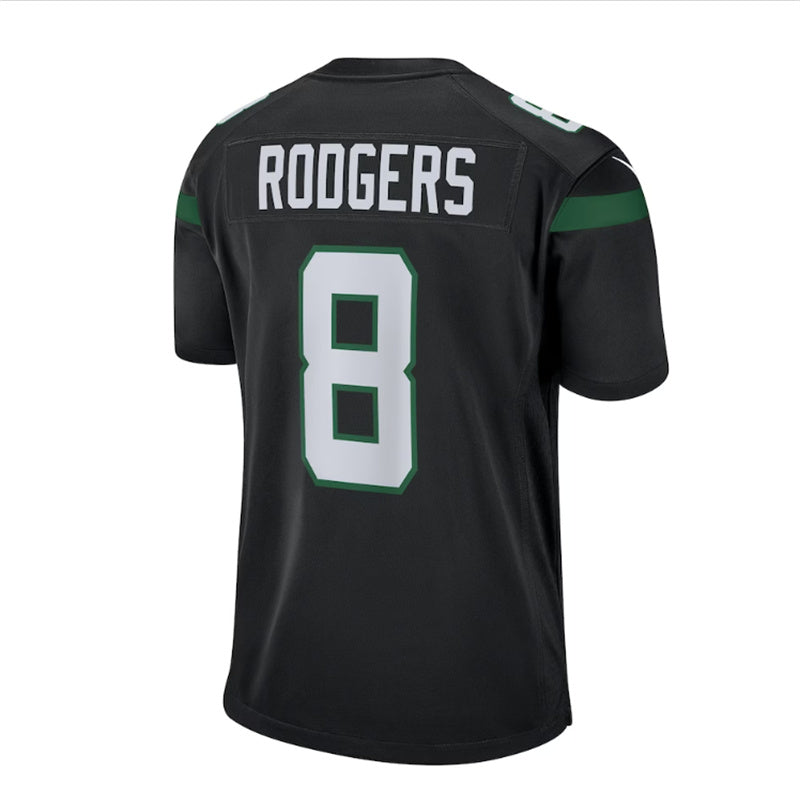 New York Jets #8 Aaron Rodgers Game Jersey - Black Stitched American Football Jerseys