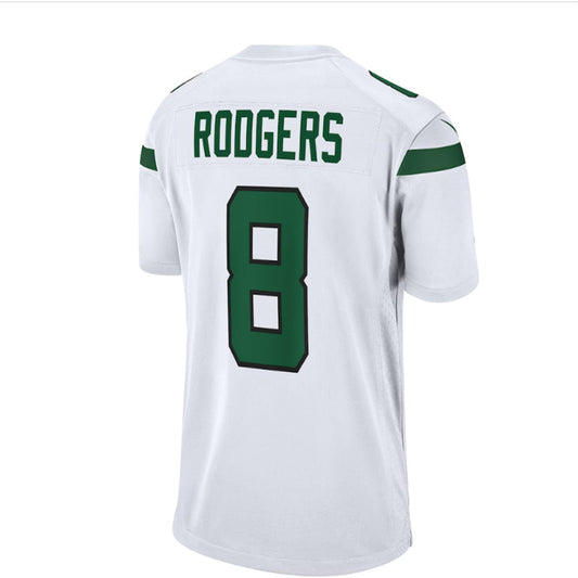 New York Jets #8 Aaron Rodgers Game Jersey - White Stitched American Football Jerseys