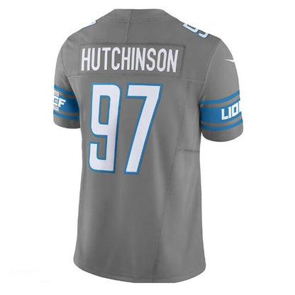 Detroit Lions #97 Aidan Hutchinson  Vapor F.U.S.E. Limited Jersey - Silver Stitched American Football Jerseys