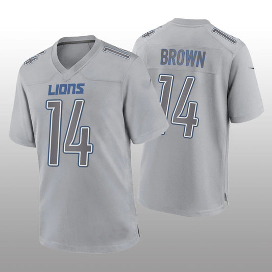 Detroit Lions #14 Amon-Ra St. Brown Gray Game Atmosphere Jersey Stitched American Football Jerseys