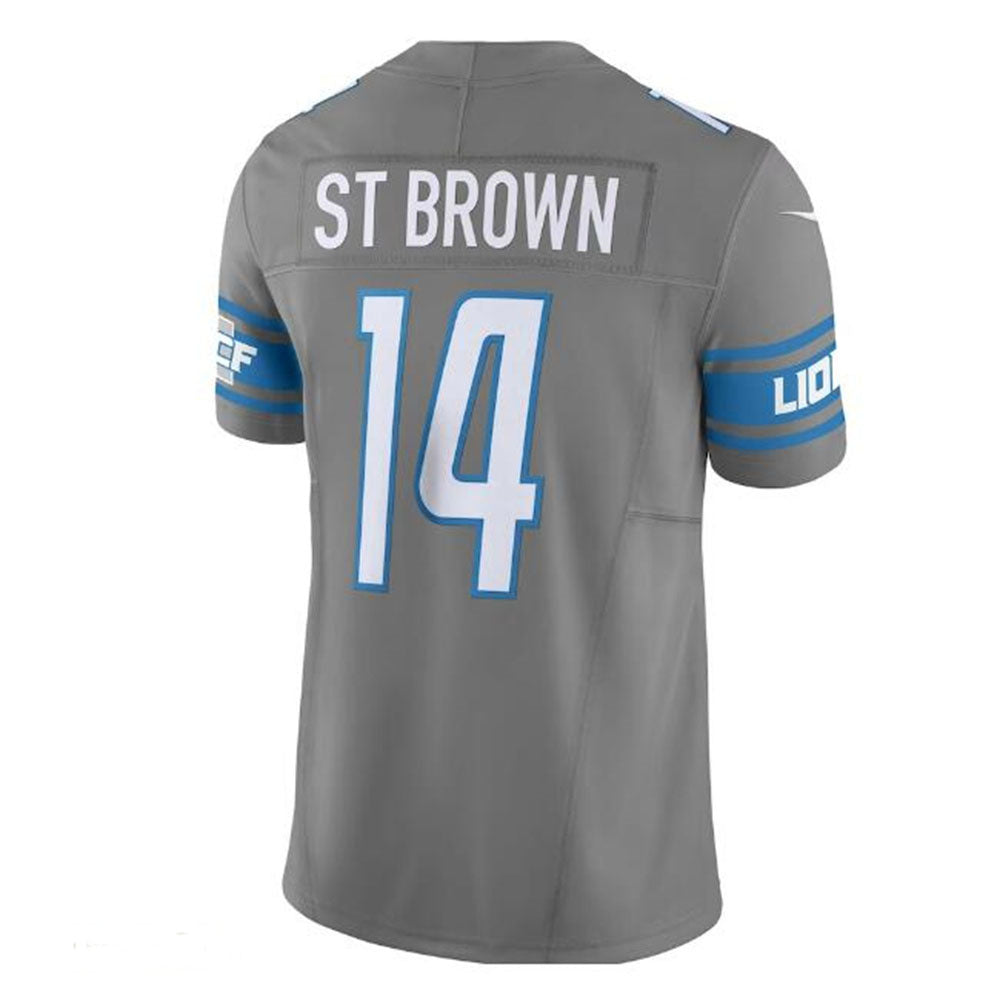 Detroit Lions #14 Amon-Ra St. Brown Vapor F.U.S.E. Limited Jersey - Silver Stitched American Football Jerseys