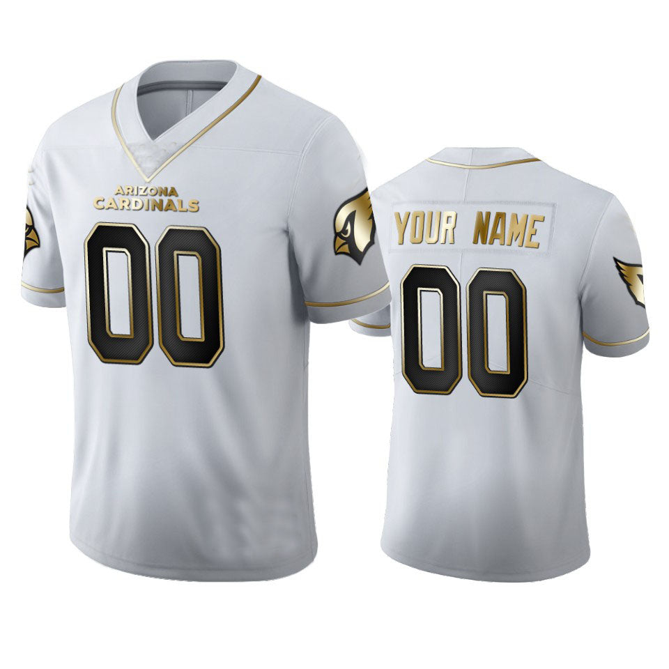 Custom Arizona Cardinal White Golden Edition Vapor Limited Stitched Football Jerseys