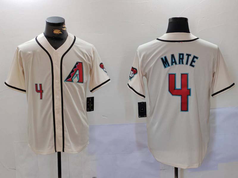 Arizona Diamondback #4 Ketel Marte Number Cream Cool Base Limited Stitched Stitches Baseball Jerseys