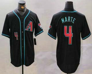 Arizona Diamondbacks #4 Ketel Marte Number Black Cool Base Limited Stitched Baseball Jerseys