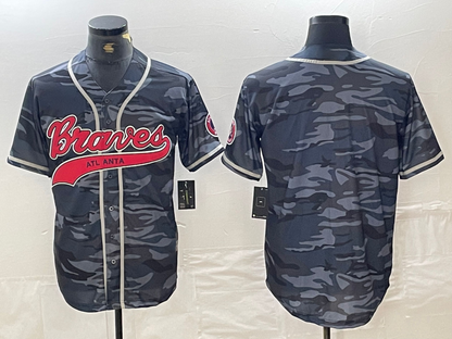 Atlanta Braves Blank Gray Camo Cool Base With Patch Stitched Baseball Jersey