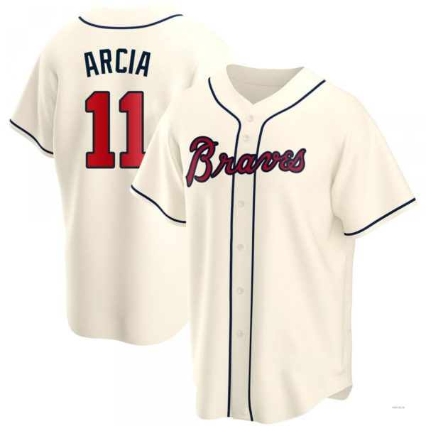 Atlanta Braves #11 Orlando Arcia Cream Alternate Jersey Stitches Baseball Jerseys