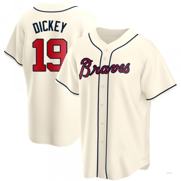 Atlanta Braves #19 R.A. Dickey Cream Alternate Jersey Stitches Baseball Jerseys