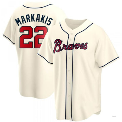 Atlanta Braves #22 Nick Markakis Cream Alternate Jersey Stitches Baseball Jerseys