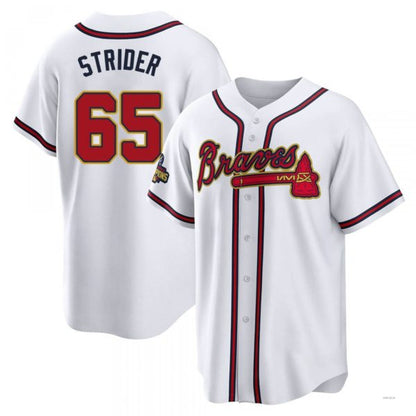 Atlanta Braves #65 Spencer Strider Gold White 2022 Program Jersey Stitches Baseball Jerseys