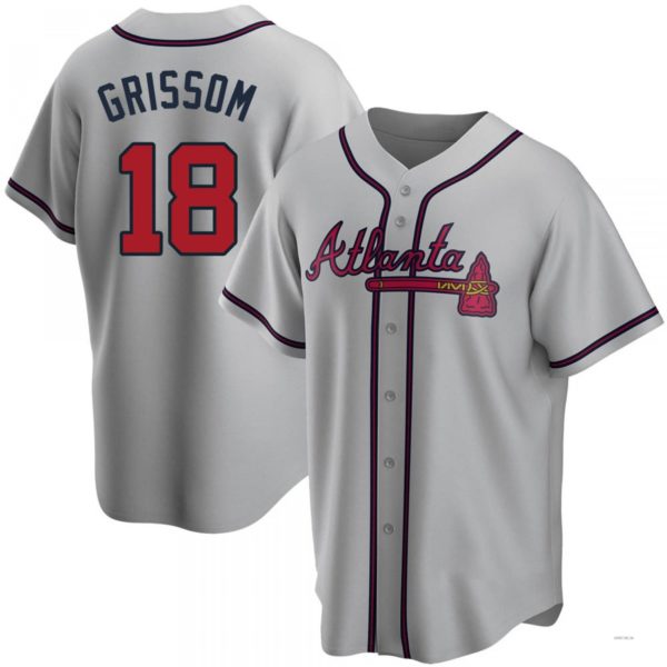 Atlanta Braves #18 Vaughn Grissom Gray Road Jersey Stitches Baseball Jerseys