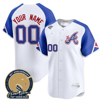 Custom Atlanta Braves Hank Aaron 715th Home Run Patch Vapor Premier Limited V2 – All Stitched Baseball Jersey