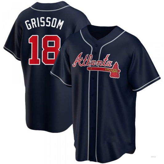 Atlanta Braves #18 Vaughn Grissom Navy Alternate Jersey Stitches Baseball Jerseys