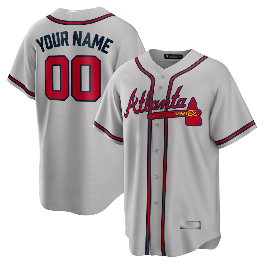 Custom Atlanta Braves Gray Road Replica Jersey Baseball Jersey