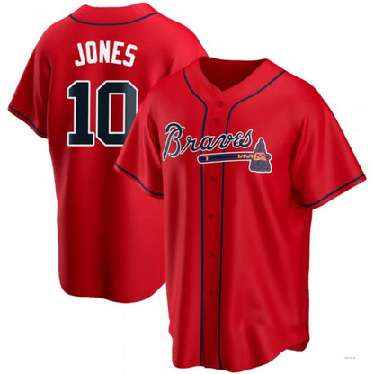 Atlanta Braves #10 Chipper Jones Red Alternate Jersey Stitches Baseball Jerseys