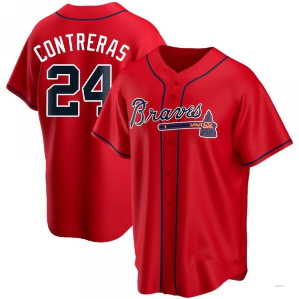 Atlanta Braves #24 William Contreras Red Alternate Jersey Stitches Baseball Jerseys