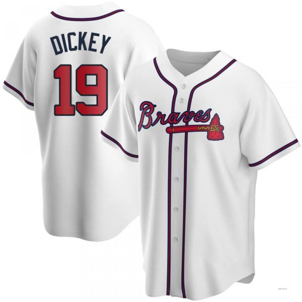 Atlanta Braves #19 R.A. Dickey White Home Jersey Stitches Baseball Jerseys