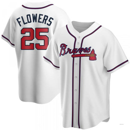 Atlanta Braves #25 Tyler Flowers White Home Jersey Stitches Baseball Jerseys