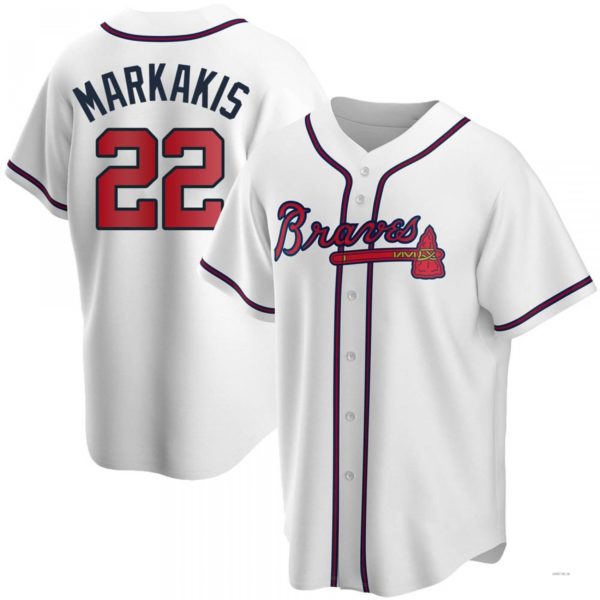 Atlanta Braves #22 Nick Markakis White Home Jersey Stitches Baseball Jerseys