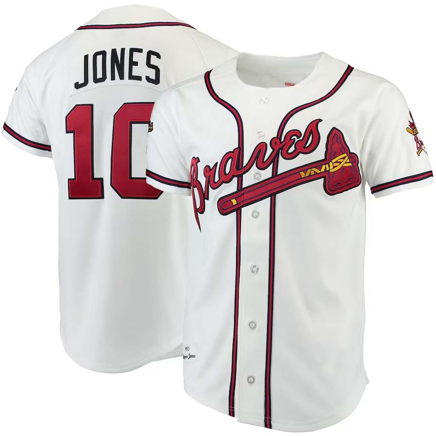 Atlanta Braves #10 Chipper Jones Mitchell & Ness Authentic Jersey - White Stitched Baseball Jersey