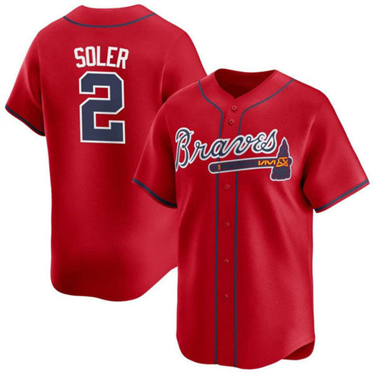 Atlanta Braves #2 Jorge Soler Red 2024 Alternate Limited Stitched Baseball Jersey