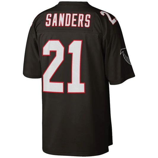 A.Falcons #21 Deion Sanders Mitchell & Ness Black Big & Tall 1992 Retired Player Replica Jersey Stitched American Football Jerseys