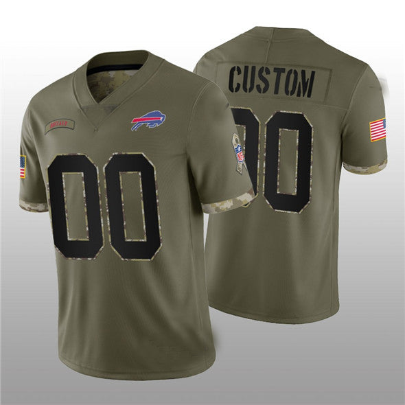 Custom Buffalo  Bills ACTIVE PLAYER 2022 Olive Salute To Service Limited Stitched Jersey Football Jersey